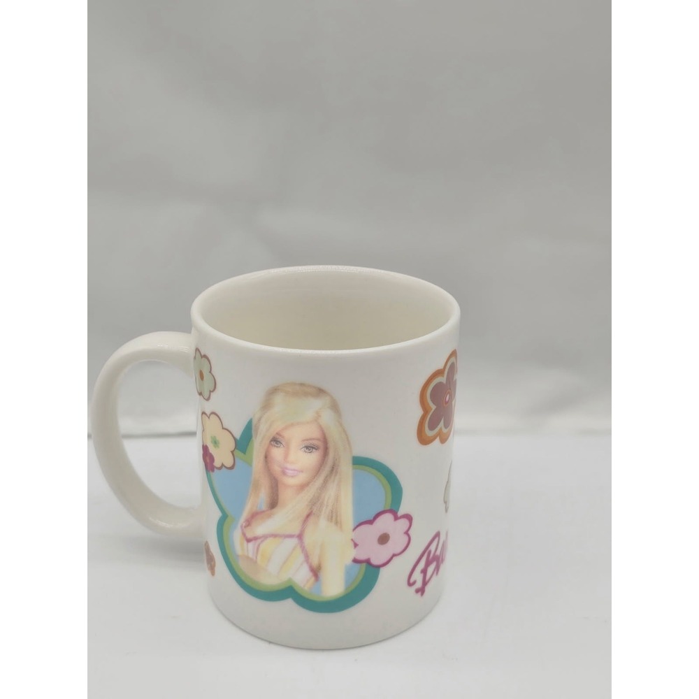 Vintage Barbie Coffee Mug Girls OS White 2005 Mattel Best Friends Floral Mug